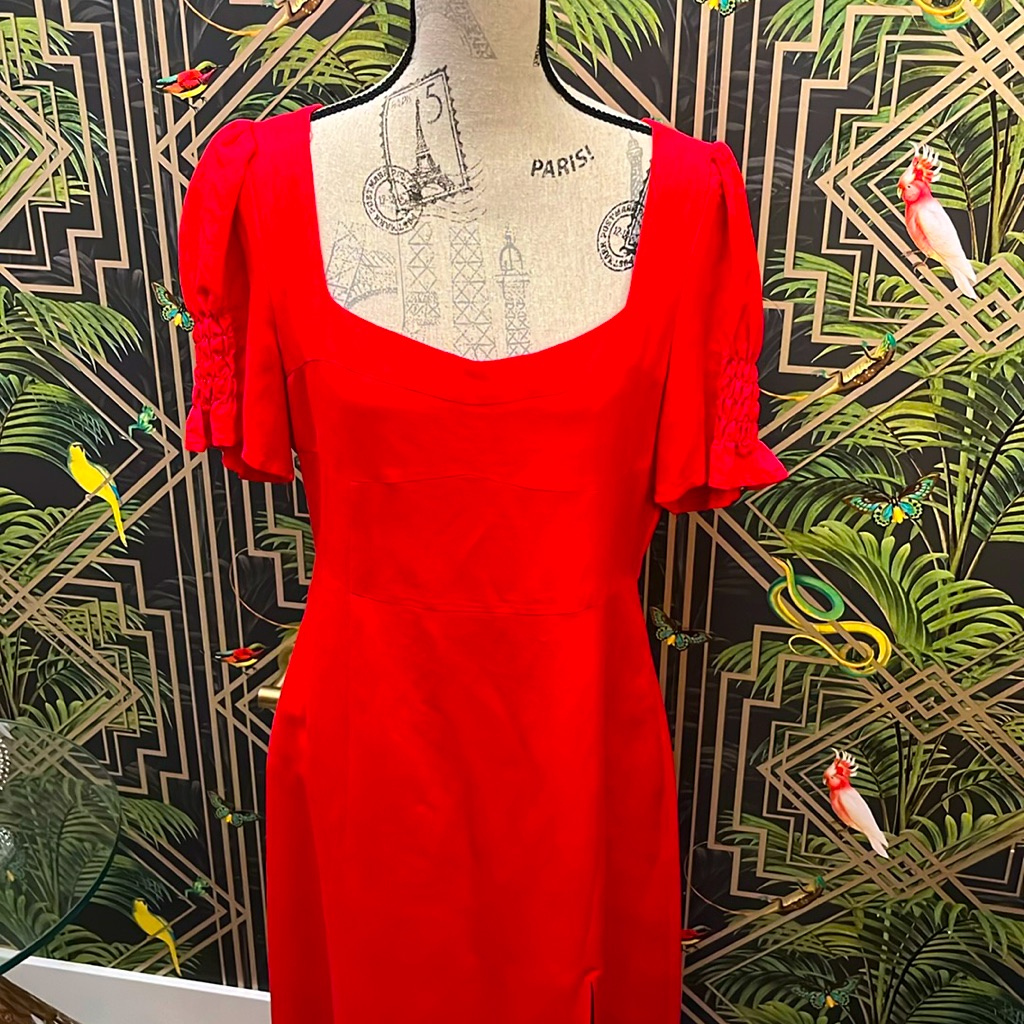 Red Linen Red Dress